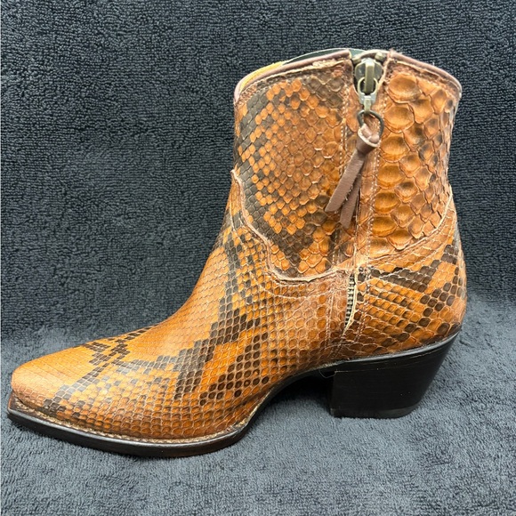 NWT Tecovas Zoey Limited Edition Saddle Brown Python Snip Toe Cowgirl Boots 6.5B - Picture 4 of 12